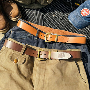 日产美式滚轮口字扣 咔叽 复古 牛仔裤 工装裤穿搭 枥木鞍革皮带