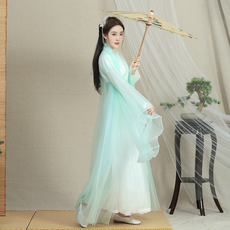 古装女汉服秋季中国风仙气齐腰套装古风学生淡雅飘逸广袖超仙全套