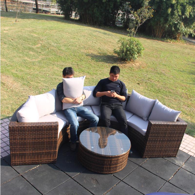 半圆沙发户外藤椅沙发五件套组合阳台客厅庭院花园家具藤编户外椅