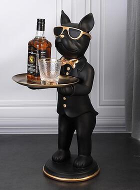 法斗犬大型落地收纳摆件高