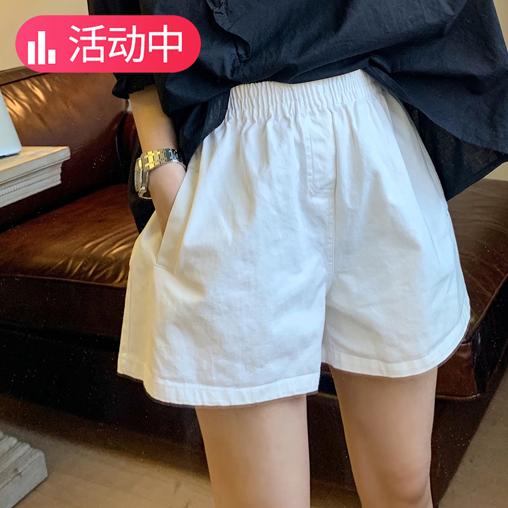短裤女夏季薄款外穿小个子高腰a字显瘦4分休闲工装棉麻阔腿热短裤