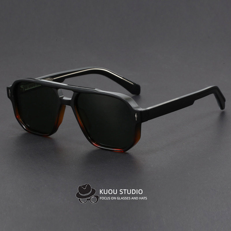 小众藏青色飞行员式墨镜UV400防紫外线辐射磨砂质感大框太阳眼镜