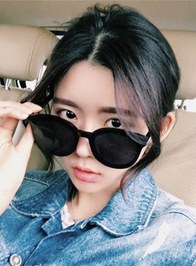 网红同款黑超眼镜韩国2019新款墨镜女潮偏光茶色圆脸太阳镜明星款