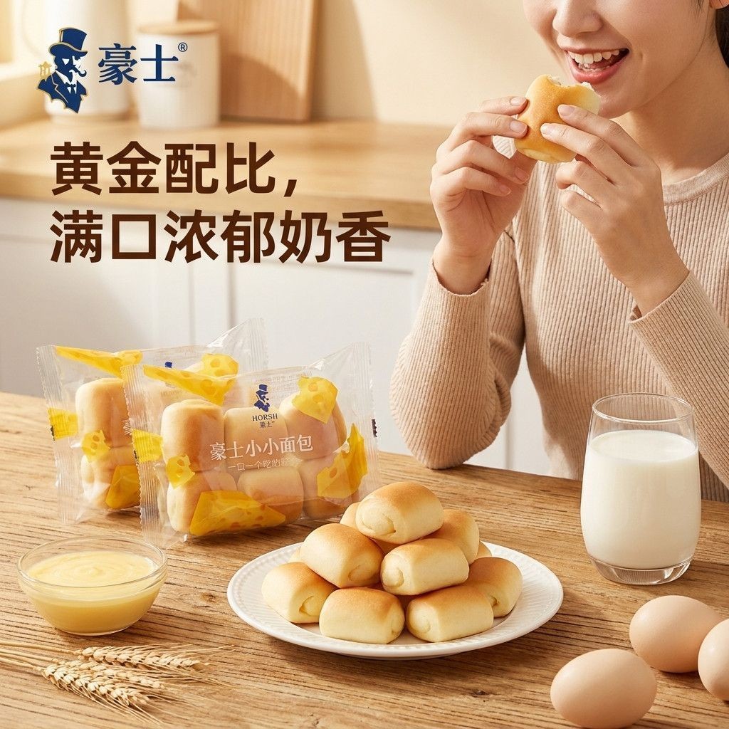 豪士小小面包绵软细腻口感奶香浓夹心面包