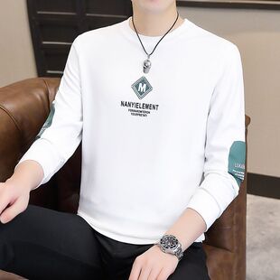 圆领宽松日系卫衣男士潮流衣服男装春秋季长袖T恤港风新款2025潮
