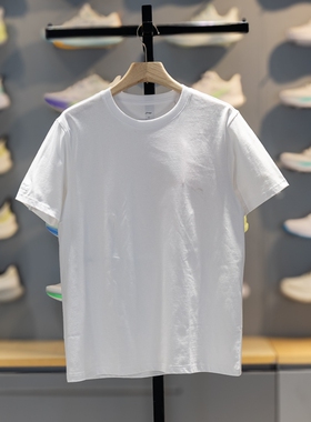 李宁短袖T恤男女款2026夏纯棉透气舒适圆领文化衫运动上衣AHSW387