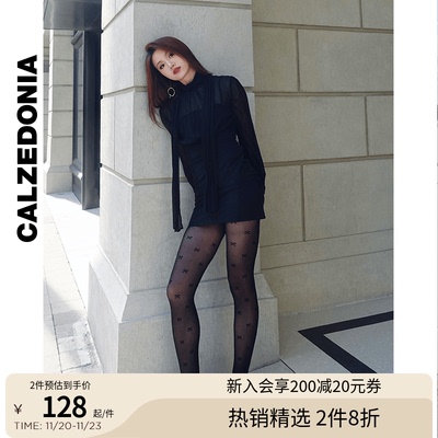 CALZEDONIA卡泽意袜25秋冬新女蝴蝶结装饰波点连裤袜丝袜MODC2164