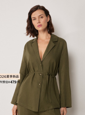 CALZEDONIA卡泽意袜26夏季海边度假亚麻衬衫式翻领沙滩衣0BDA190