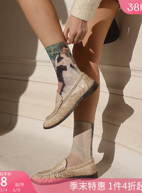 CALZEDONIA卡泽意袜春夏女士艺术收藏品油画联名印花短袜DC0570