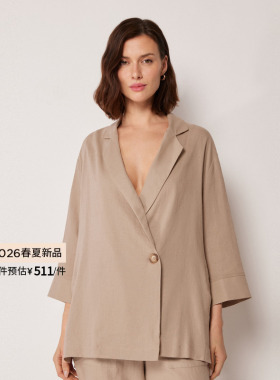CALZEDONIA卡泽意袜26春夏新女海边亚麻宽松舒适西装外套0BDA192