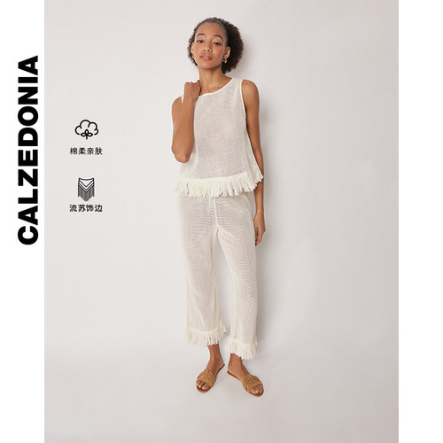 CALZEDONIA卡泽意袜26夏季女海边度假流苏饰休闲沙滩长裤0BDP219