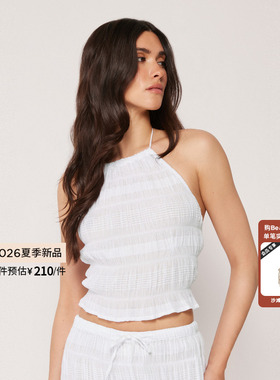 CALZEDONIA卡泽意袜26夏季女海边舒适褶皱系带露背吊带衫0BDA203