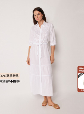 CALZEDONIA卡泽意袜26夏季海边沙滩度假花卉刺绣衬衫裙女0BDA207