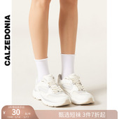 CALZEDONIA卡泽意袜春夏女士纯色休闲翻口堆堆袜中筒短袜DC0093