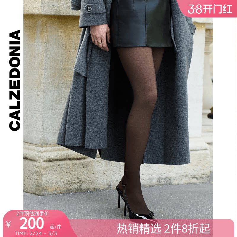 CALZEDONIA卡泽意袜秋冬女士光腿神器假透肉保暖黑色丝袜MODC1919