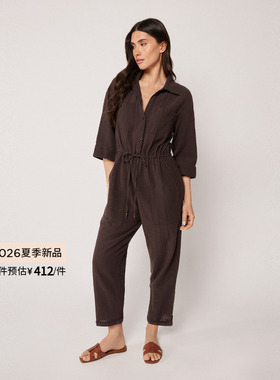 CALZEDONIA卡泽意袜26夏季女海边休闲抽绳收腰翻领连体裤0BDA208
