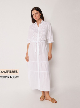 CALZEDONIA卡泽意袜26夏季海边沙滩度假花卉刺绣衬衫裙女0BDA207