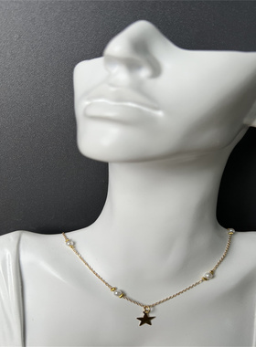 欧美风时尚简约百搭金色吊坠项链