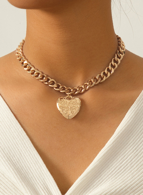 欧美风时尚个性简约金色爱心吊坠