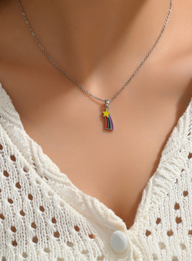 日常风时尚个性简约百搭方形项链