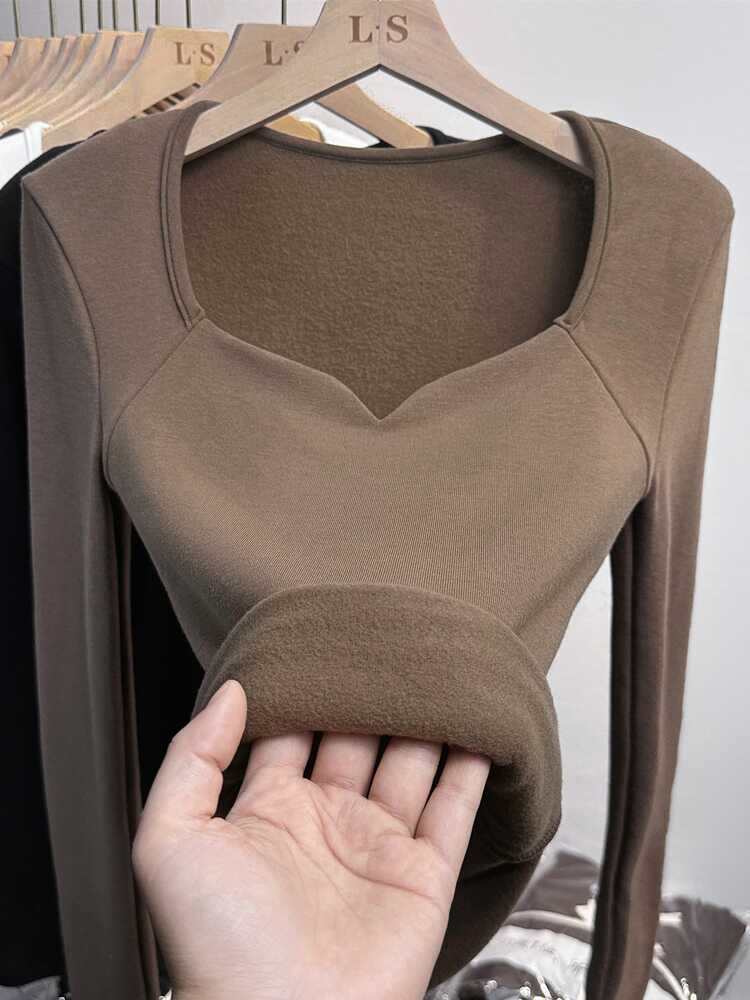 方领设计感打底衫内搭上衣