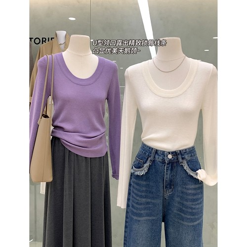 感显瘦通勤打底上衣初秋穿搭