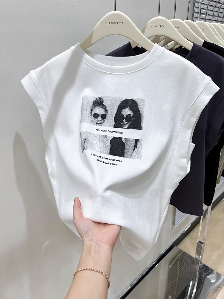 坎肩背心纯棉白色t恤女潮