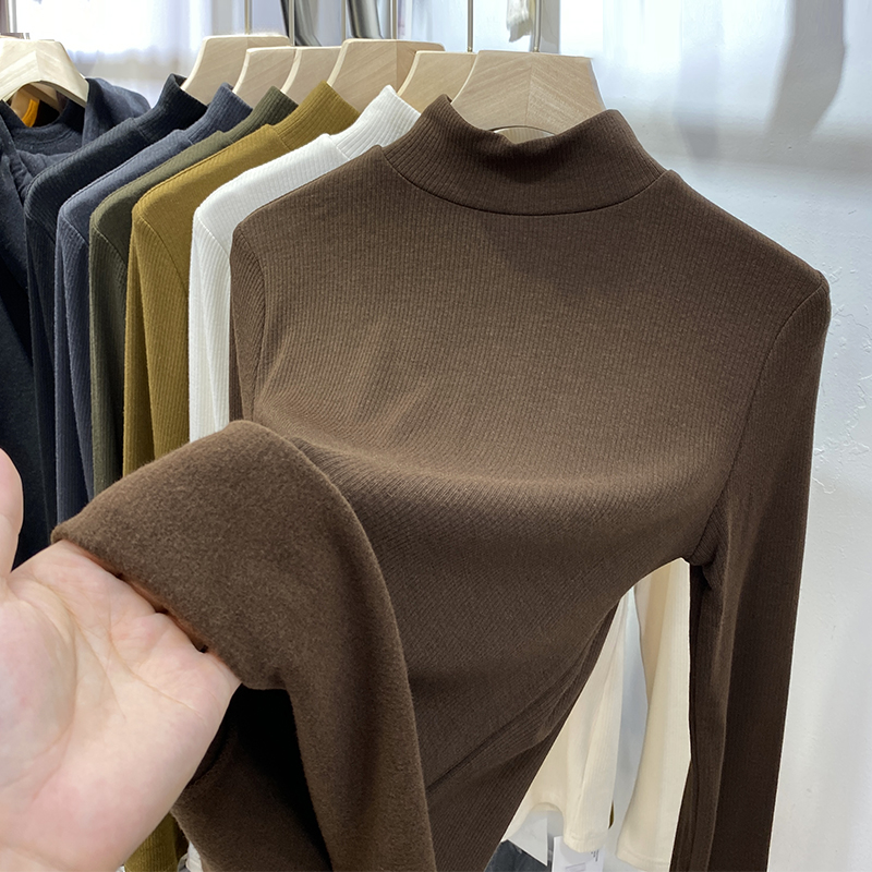 螺纹棉修身弹力显瘦柔软长袖t恤