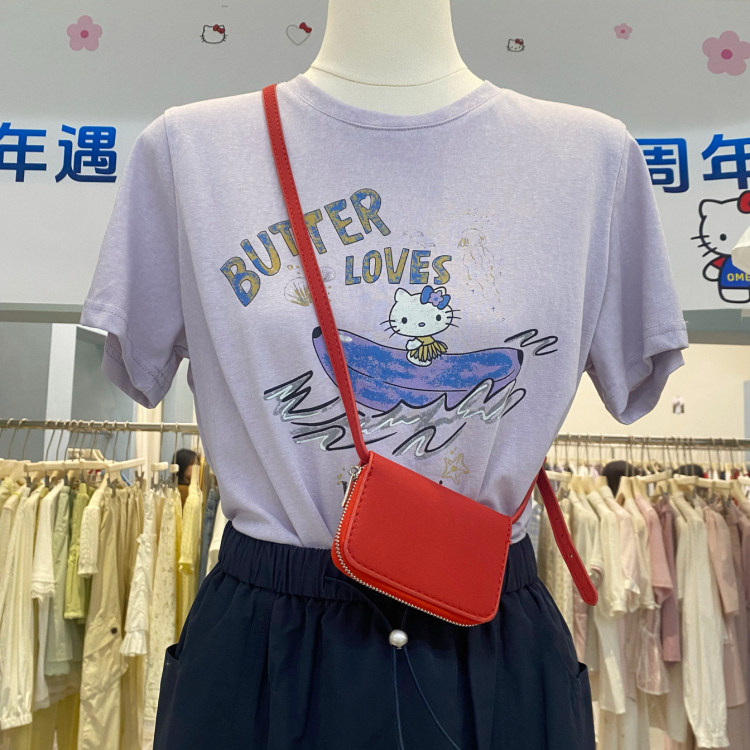 复古香蕉船卡通印花圆领凉感雪花棉短袖T恤女宽松百搭透气上衣夏