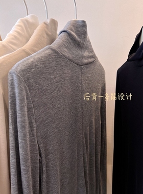 高领版！韩国新款羊毛糯糯的天丝打底衫后筋条堆堆领长袖T恤女冬