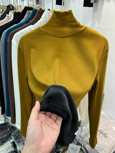 T恤高档时尚 高领加绒针织衫 保暖上衣女冬2026新款 加厚长袖 打底衫