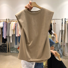 无袖t恤女夏装2020新款韩版ins潮纯色宽松百搭设计感背心外穿上衣