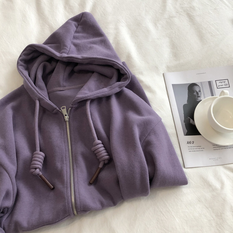 拉链连帽卫衣女开衫外套