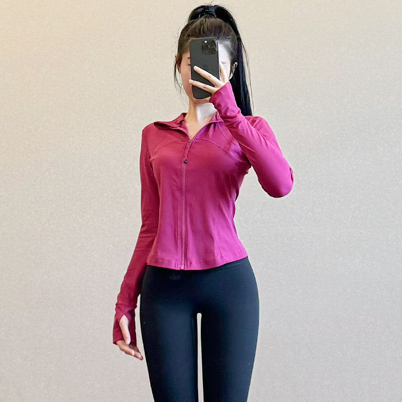 运动瑜伽上衣女紧身裸感舒适修身显瘦外套普拉提跑步骑行健身服