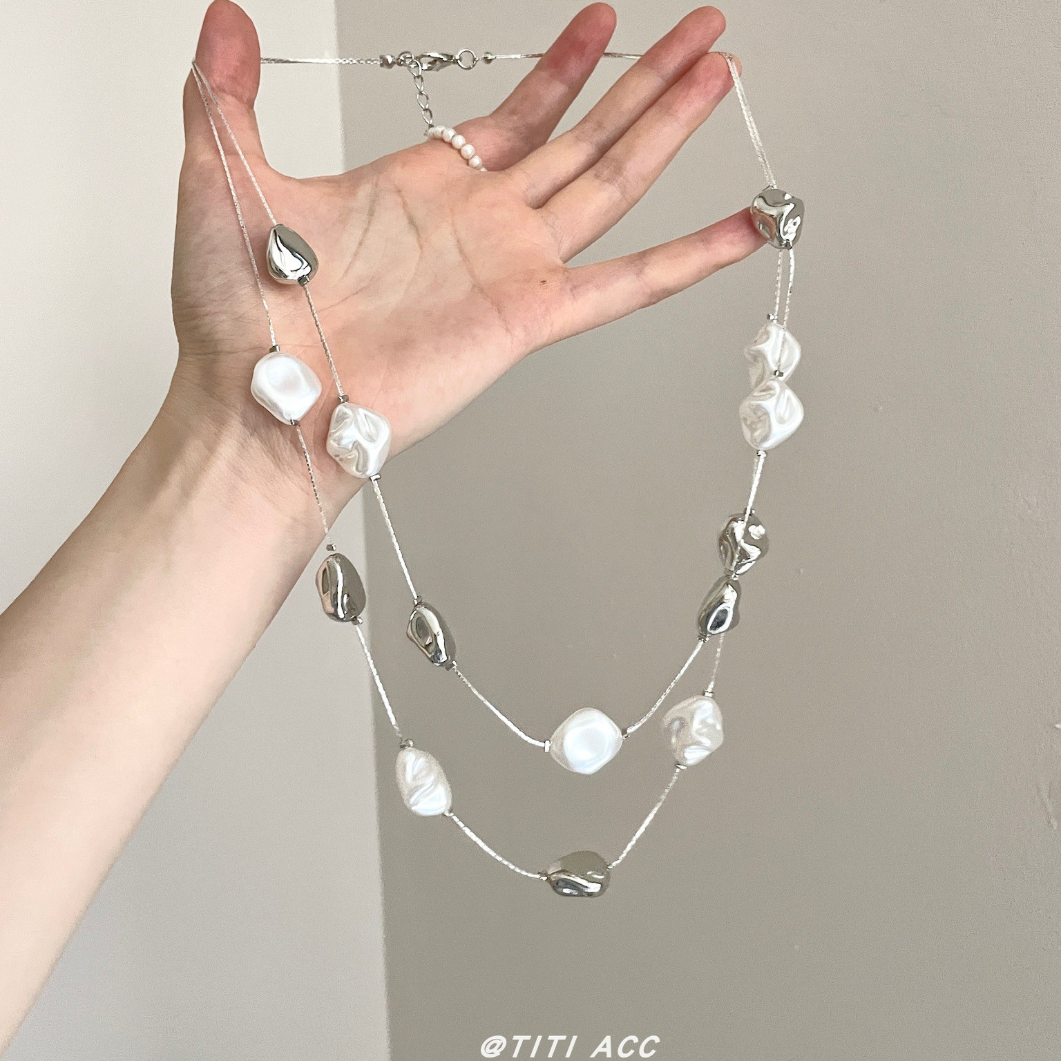 ins冷淡风不规则巴洛克珍珠项链高级感时髦叠戴颈链小众锁骨链女