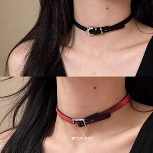 甜酷风温感变色choker项圈女款复古辣妹锁骨链哥特风亚文化锁骨链