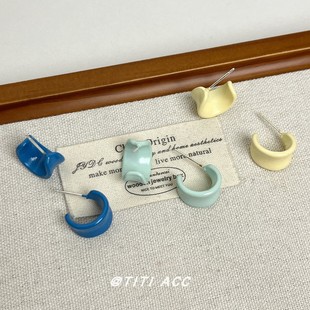 韩系糖果色滴釉c形耳钉小众设计感高级气质耳环2025新款 耳饰 爆款