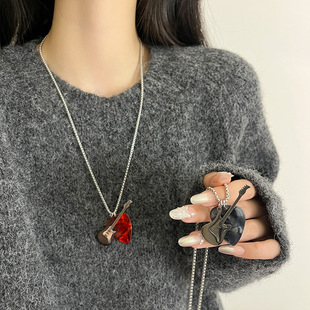 摇滚音乐吉他拨片项链配饰男女小众设计高级感个性 百搭锁骨链颈链