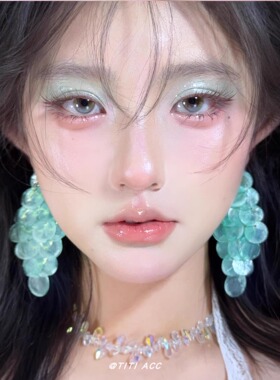 超美重工天然贝壳葡萄串流苏耳环薄荷曼绿氛围感度假风轻奢耳饰女