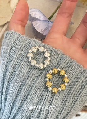 韩系百搭气质拉丝戒指高级感猫眼球指环轻奢弹力指环女叠戴食指戒