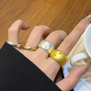 复古vantage做旧字母戒指女时尚个性轻奢小众高级感食指戒指环潮