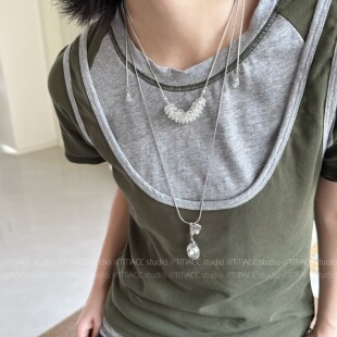 ins冷淡风穗澜项链手链小众高级感可抽拉锁骨链女羽毛球吊坠颈链