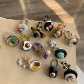 多元 素贝壳纽扣复古串珠戒指女轻奢小众食指戒冷淡风弹力叠戴指环