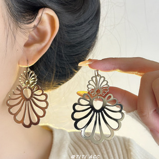 复古镂空花朵轻奢耳环女民族风小众设计感耳钉个性 百搭气质耳饰潮
