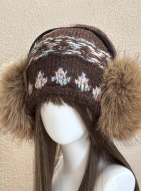 浅色狐狸毛耳套女秋冬复古毛绒保暖耳罩加厚小众高级感显脸小耳包