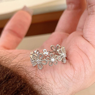 蕾丝花环复古精致镂空花朵戒指简约百搭高级感轻奢指环食指戒ins