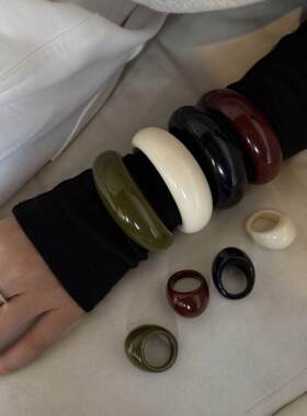 复古亚克力素圈树脂手镯女高级感