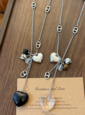 简约猪鼻孔链条心形爱心吊坠项链