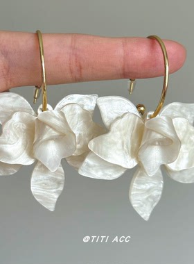 法式超仙立体花朵耳环女轻奢优雅高级感耳钉小众气质显脸小耳饰潮