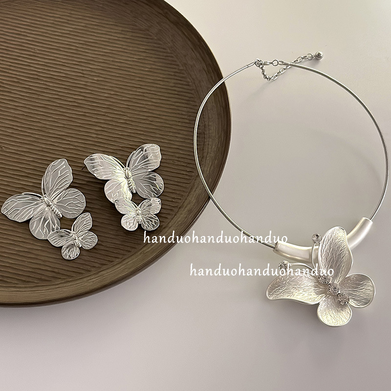 中古金属蝴蝶项链女气质高级感